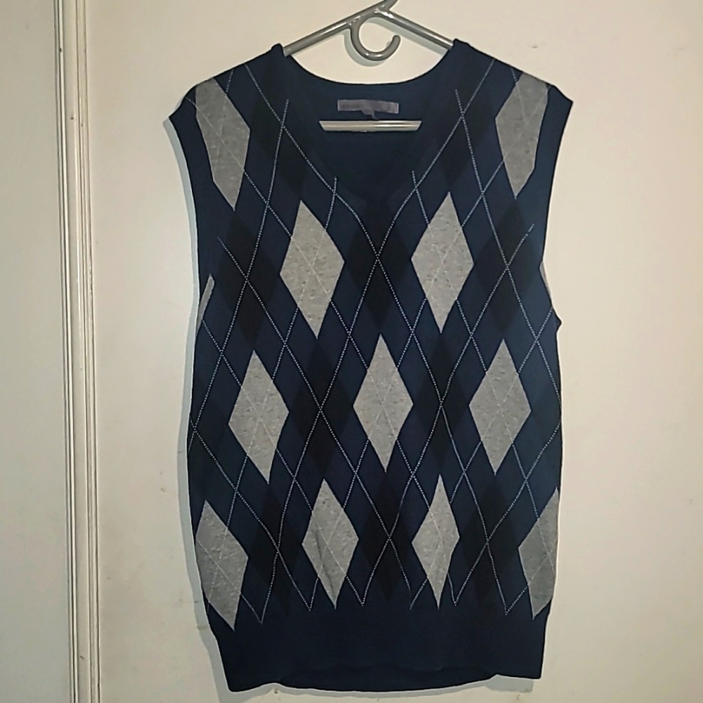 Argyle Vest Gray Blue Black